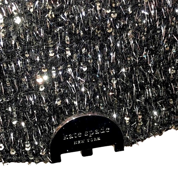 KATE SPADE Black and Silver Slide Lock Clutch Crossbody Bag Silver Accents NWOT - Picture 12 of 17